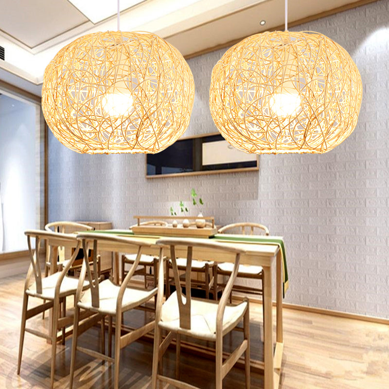 Wood Handcrafted Suspension Lighting Minimalist Single Bamboo Pendant Ceiling Light Clearhalo 'Ceiling Lights' 'Pendant Lights' 'Pendants' Lighting' 2245578