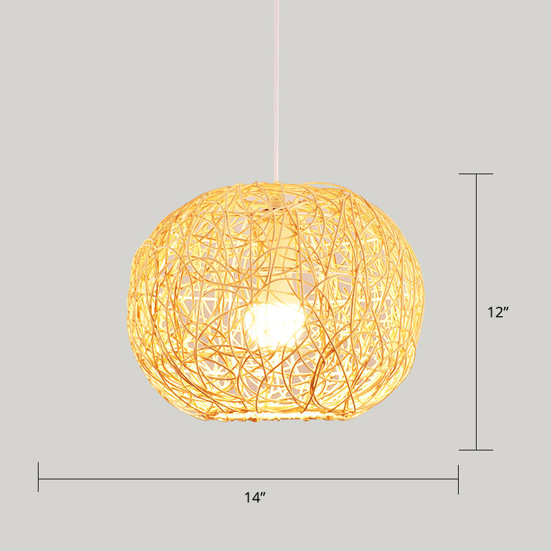 Wood Handcrafted Suspension Lighting Minimalist Single Bamboo Pendant Ceiling Light Clearhalo 'Ceiling Lights' 'Pendant Lights' 'Pendants' Lighting' 2245579