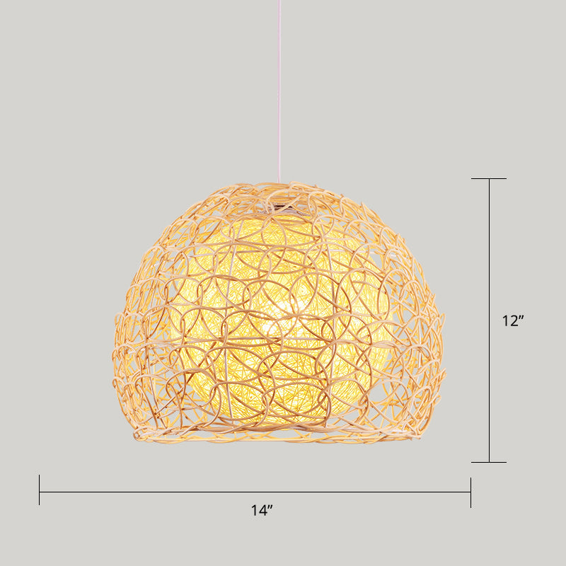 Wood Handcrafted Suspension Lighting Minimalist Single Bamboo Pendant Ceiling Light Clearhalo 'Ceiling Lights' 'Pendant Lights' 'Pendants' Lighting' 2245580