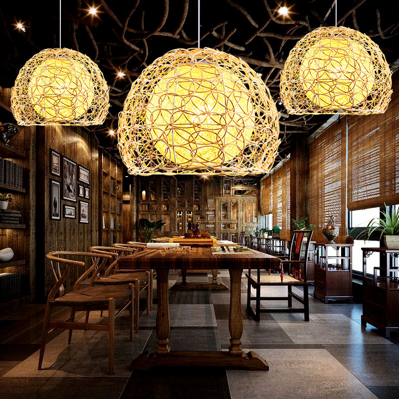 Wood Handcrafted Suspension Lighting Minimalist Single Bamboo Pendant Ceiling Light Clearhalo 'Ceiling Lights' 'Pendant Lights' 'Pendants' Lighting' 2245582