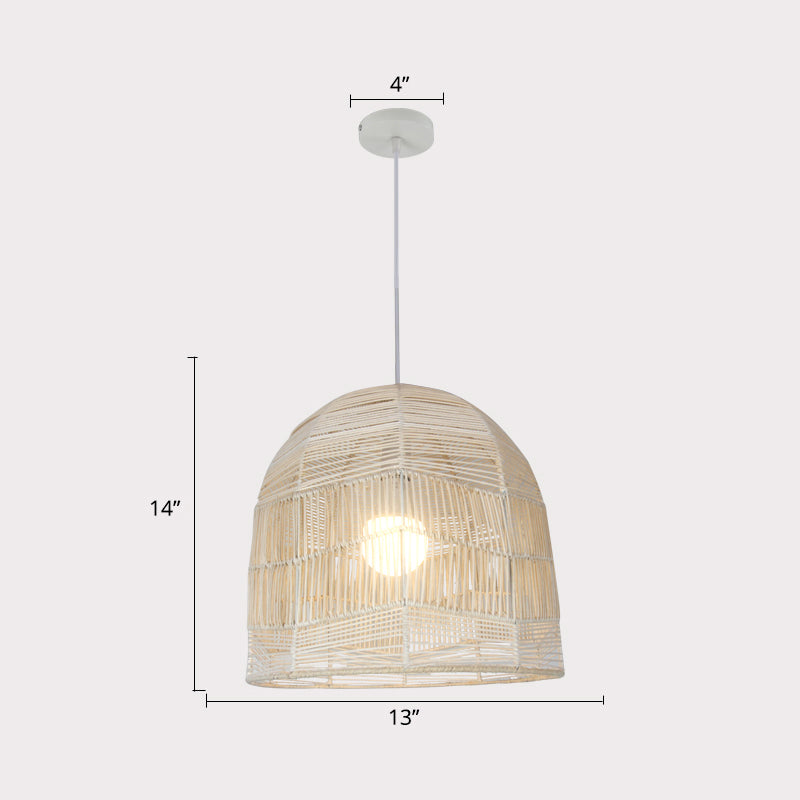 Handcrafted Rattan Suspension Light Simplicity 1-Light Wood Pendant Light Fixture for Restaurant Clearhalo 'Ceiling Lights' 'Pendant Lights' 'Pendants' Lighting' 2245598