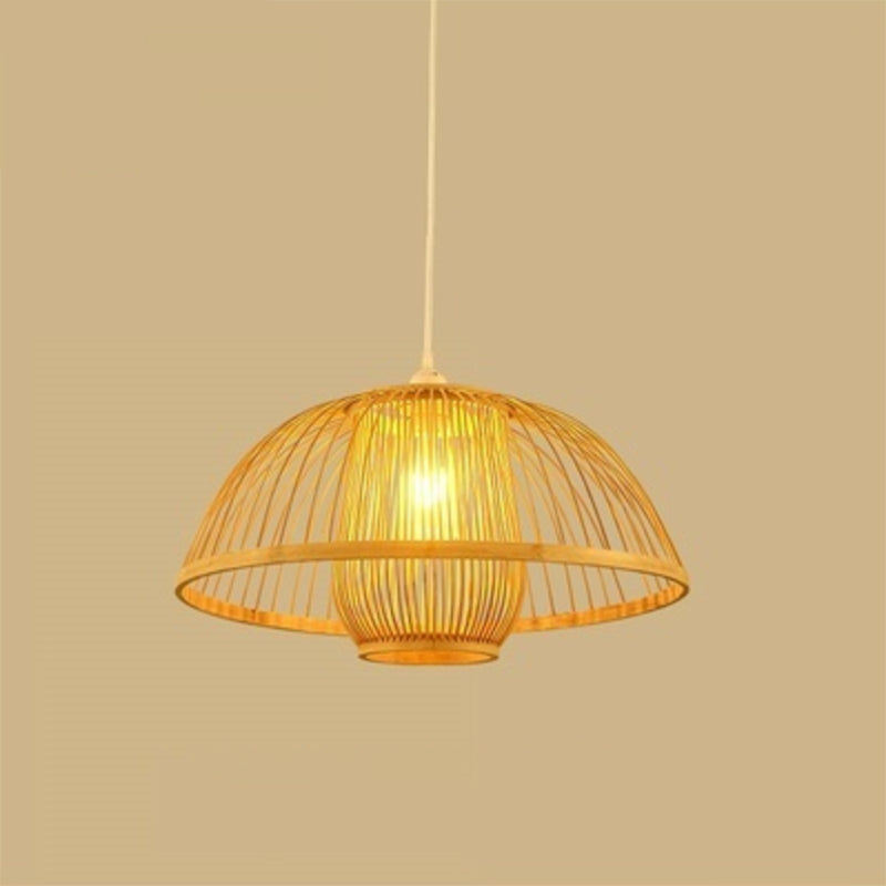 Woven Suspension Lighting Minimalist Bamboo 1��Bulb Wood Hanging Lamp for Restaurant Wood C Clearhalo 'Ceiling Lights' 'Modern Pendants' 'Modern' 'Pendant Lights' 'Pendants' Lighting' 2245606