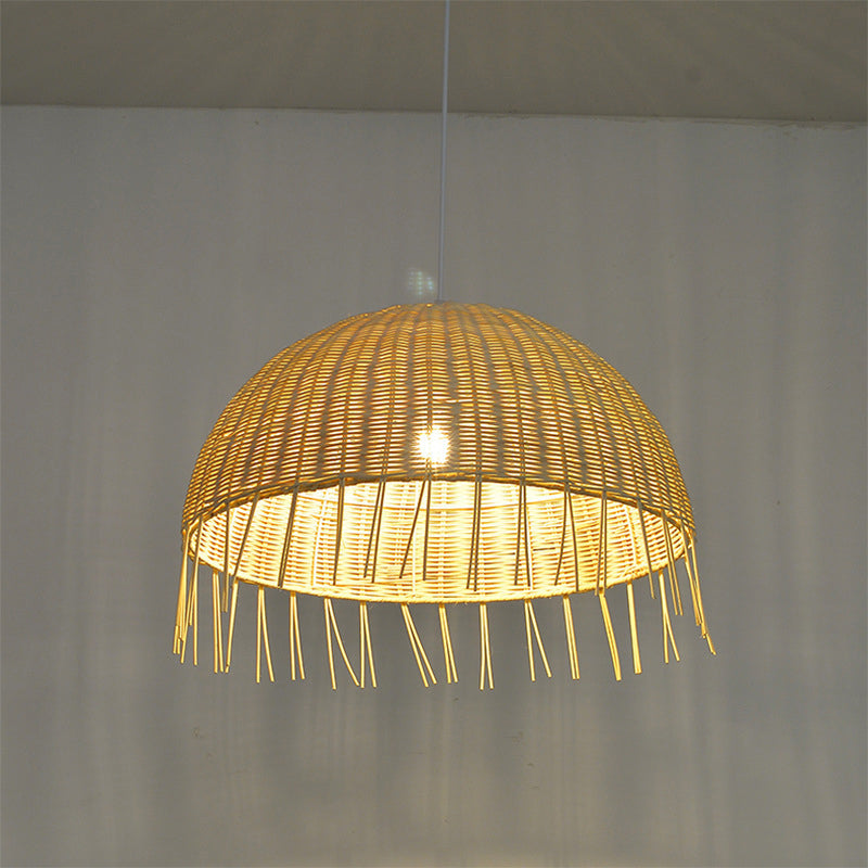 Minimalist Dome Suspension Lighting Rattan 1��Head Restaurant Pendant Ceiling Light in Wood Clearhalo 'Ceiling Lights' 'Pendant Lights' 'Pendants' Lighting' 2245615