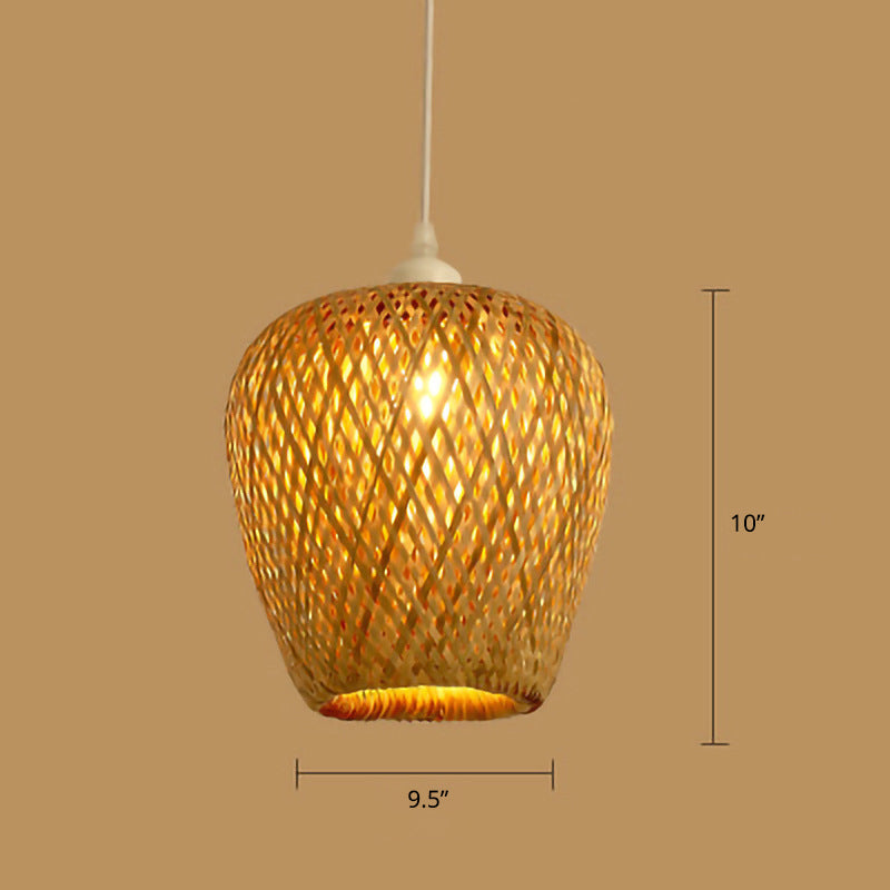 Wood Handwoven Suspension Lighting Minimalist 1 Head Rattan Pendant Ceiling Light Clearhalo 'Ceiling Lights' 'Lighting' 'Pendant Lights' 2245667_491aa21e-b1e2-4c41-9302-4a49b2e45578