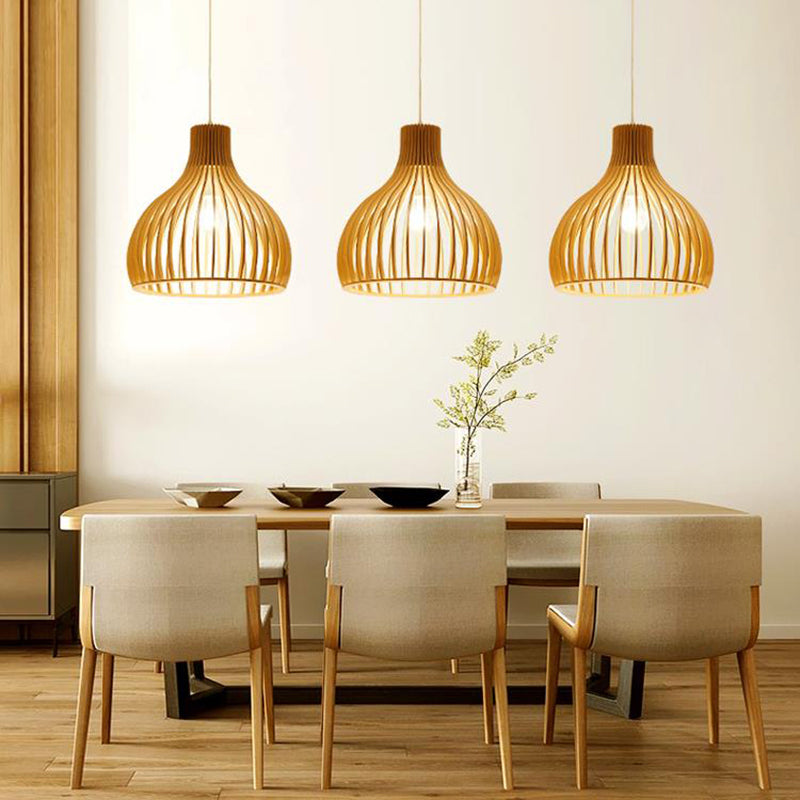 Wood Geometrical Ceiling Light Modern Single Hanging Pendant Light for Restaurant Wood A Clearhalo 'Ceiling Lights' 'Modern Pendants' 'Modern' 'Pendant Lights' 'Pendants' Lighting' 2245679