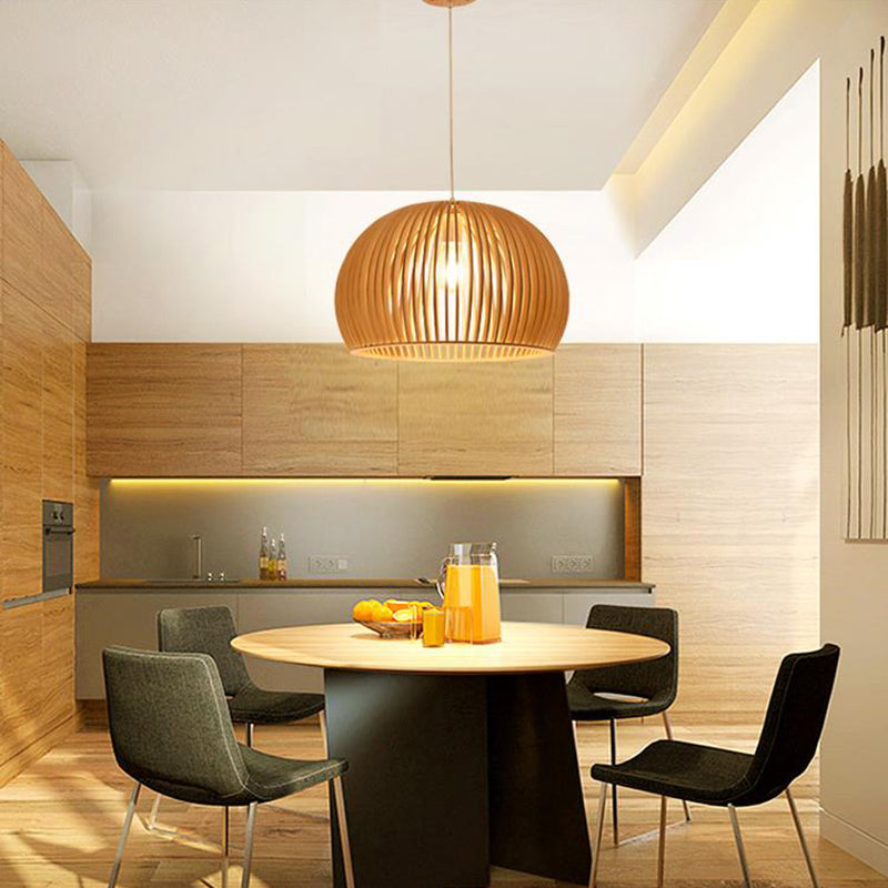 Wood Geometrical Ceiling Light Modern Single Hanging Pendant Light for Restaurant Wood D Clearhalo 'Ceiling Lights' 'Modern Pendants' 'Modern' 'Pendant Lights' 'Pendants' Lighting' 2245685