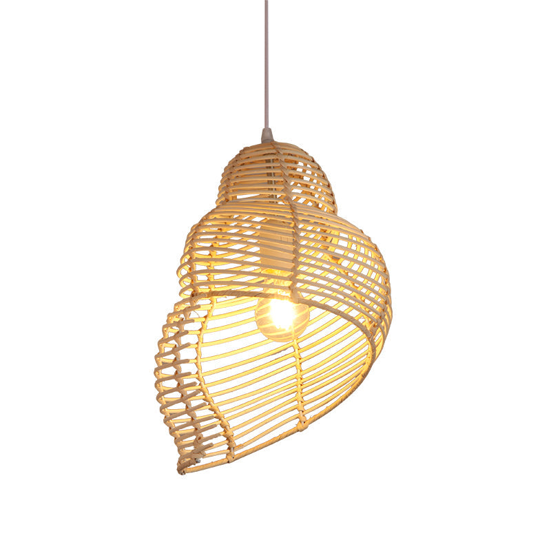 South-east Asia Handcrafted Pendant Light Rattan Single-Bulb Contemporary Suspension Light in Wood Clearhalo 'Ceiling Lights' 'Pendant Lights' 'Pendants' Lighting' 2245688