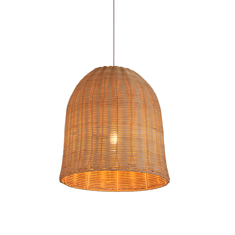 South-east Asia Handcrafted Pendant Light Rattan Single-Bulb Contemporary Suspension Light in Wood Clearhalo 'Ceiling Lights' 'Pendant Lights' 'Pendants' Lighting' 2245697