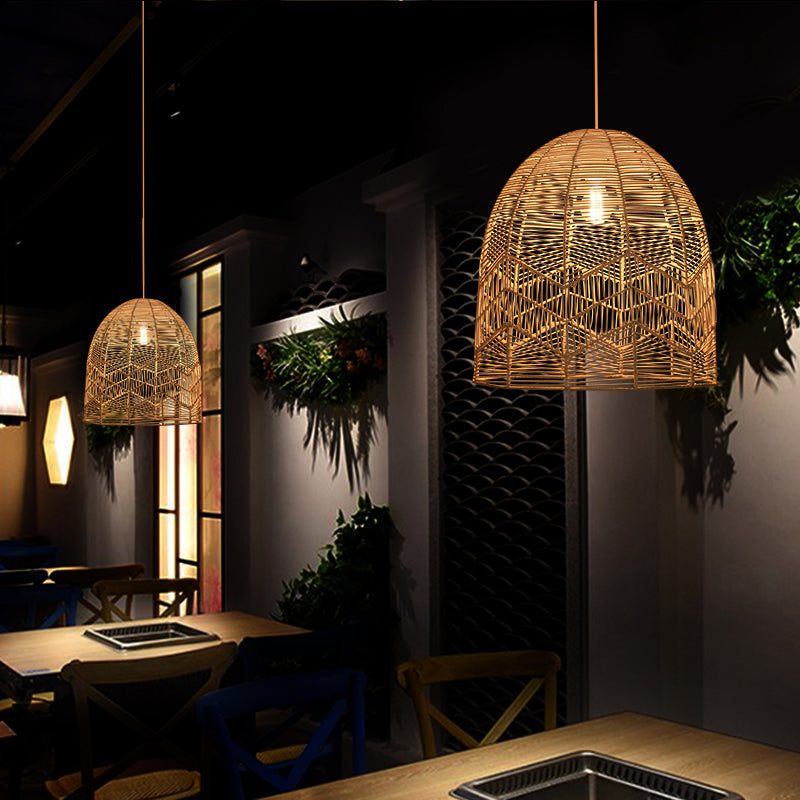 Elongated Ceiling Lighting Asian Style Rattan 1��Bulb Wood Hanging Lamp for Tea Room Wood Clearhalo 'Ceiling Lights' 'Pendant Lights' 'Pendants' Lighting' 2245706_80476403-5404-43eb-b701-f5fac8ae0ab8