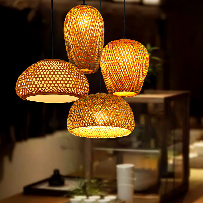 Handwoven Rattan Suspension Light Simplicity 1-Light Wood Pendant Lighting Fixture Clearhalo 'Ceiling Lights' 'Pendant Lights' 'Pendants' Lighting' 2245772