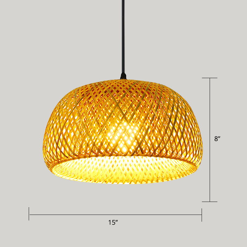 Handwoven Rattan Suspension Light Simplicity 1-Light Wood Pendant Lighting Fixture Clearhalo 'Ceiling Lights' 'Pendant Lights' 'Pendants' Lighting' 2245776