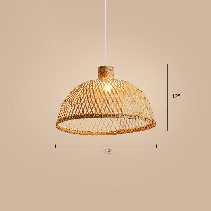 Chinese Style Handmade Ceiling Light Bamboo Single Restaurant Hanging Pendant Light in Wood Clearhalo 'Ceiling Lights' 'Pendant Lights' 'Pendants' Lighting' 2245805