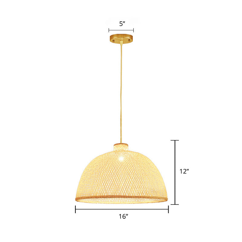 Handmade Bamboo Suspension Lighting Minimalist 1������Head Wood Pendant Ceiling Light for Tea Room Clearhalo 'Ceiling Lights' 'Pendant Lights' 'Pendants' Lighting' 2245823