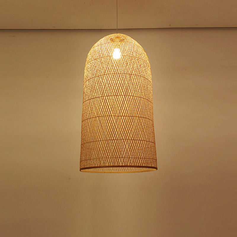 Handmade Bamboo Suspension Lighting Minimalist 1������Head Wood Pendant Ceiling Light for Tea Room Clearhalo 'Ceiling Lights' 'Pendant Lights' 'Pendants' Lighting' 2245827