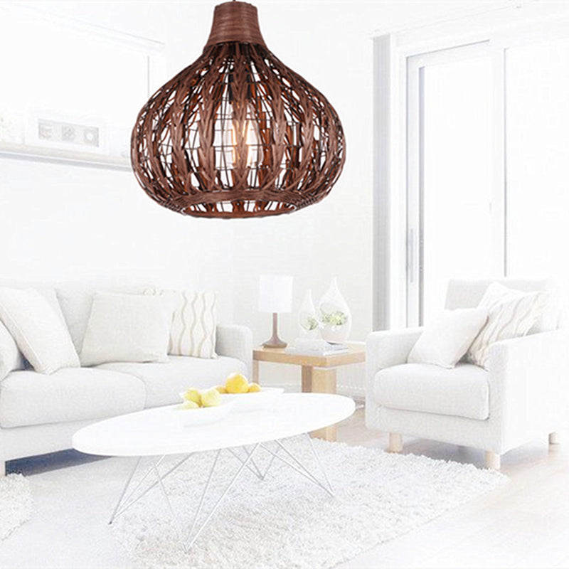 Onion Shaded Ceiling Light Asian Style Rattan 1������Bulb Restaurant Hanging Light Fixture Clearhalo 'Ceiling Lights' 'Pendant Lights' 'Pendants' Lighting' 2245860