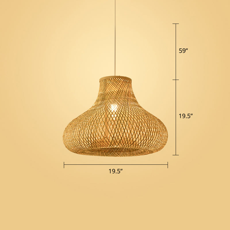 Modern Style Handwoven Ceiling Light Rattan Single Restaurant Hanging Pendant Light in Wood Clearhalo 'Ceiling Lights' 'Pendant Lights' 'Pendants' Lighting' 2245880