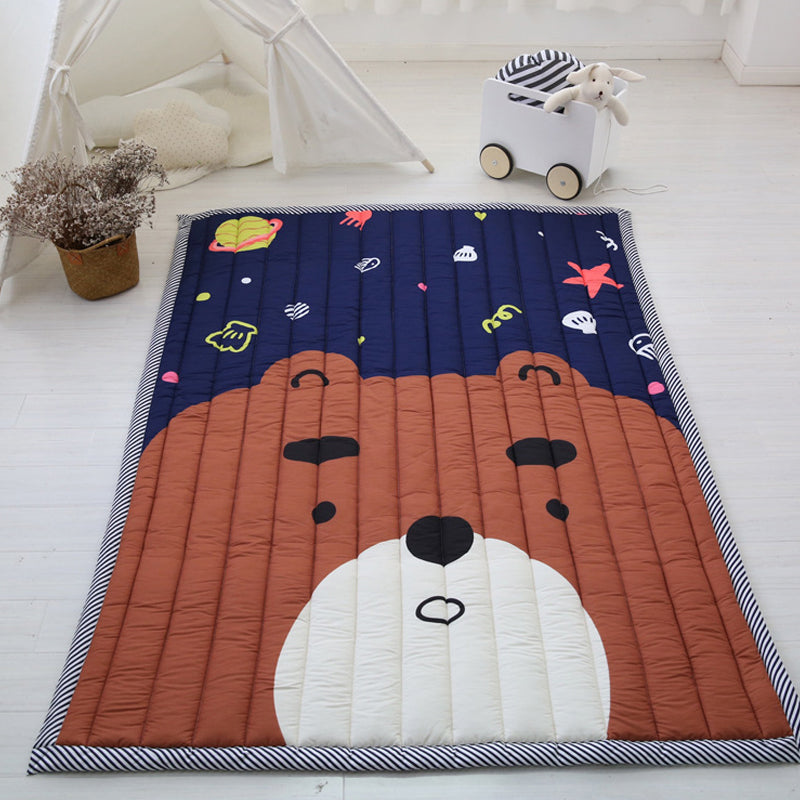 Simple Cartoon Rug Multi Colored Polypropylene Area Carpet Pet Friendly Non-Slip Backing Rug for Kids Brown 4'7