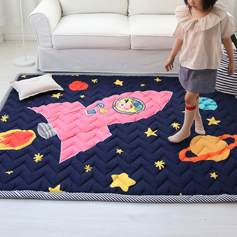 Simple Cartoon Rug Multi Colored Polypropylene Area Carpet Pet Friendly Non-Slip Backing Rug for Kids Pink 4'7