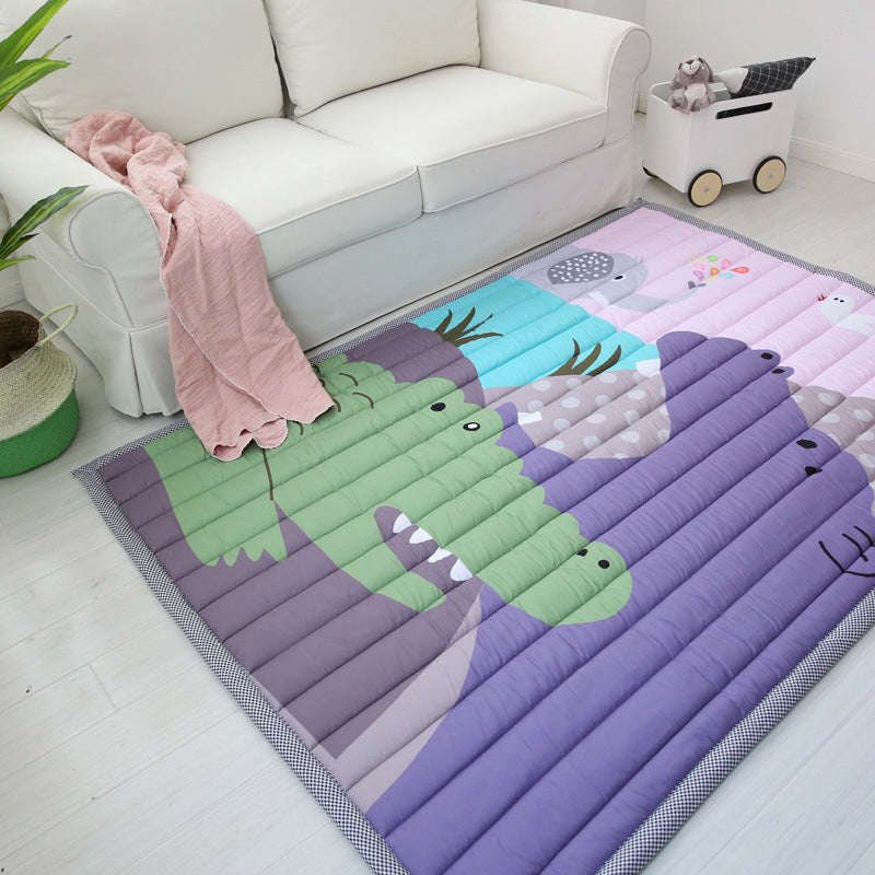 Comfort Childrens Room Rug Multicolored Space Printed Rug Non-Slip Backing Machine Washable Area Carpet Purple 4'7