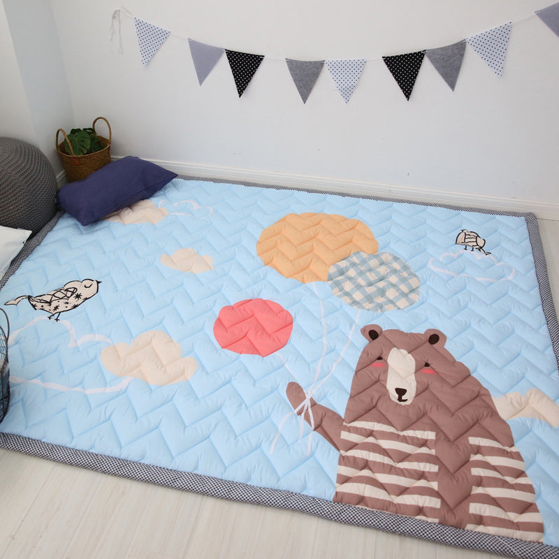 Multi-Color Comfort Rug Polyster Cartoon Animal Area Carpet Pet Friendly Easy Care Rug for Kids Bedroom Blue 4'7