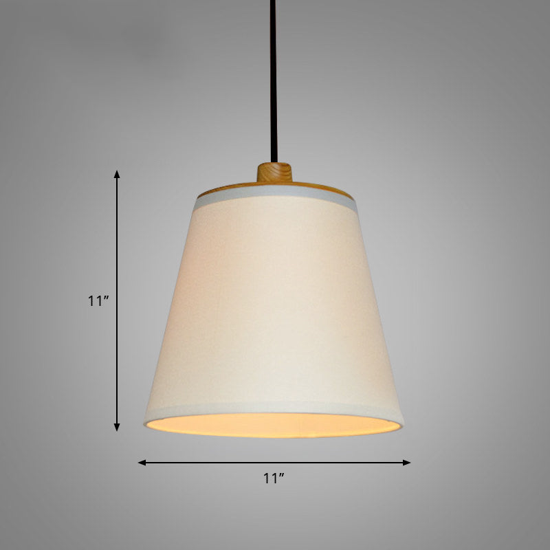 Bucket Fabric Ceiling Lighting Simplicity 1-Light Dining Room Hanging Lamp in White Clearhalo 'Ceiling Lights' 'Pendant Lights' 'Pendants' Lighting' 2246189