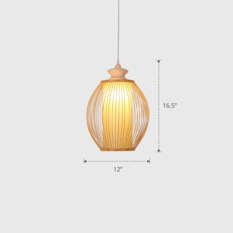 Modern Style Handwoven Ceiling Light Bamboo Single Restaurant Hanging Pendant Lighting Clearhalo 'Ceiling Lights' 'Pendant Lights' 'Pendants' Lighting' 2246467