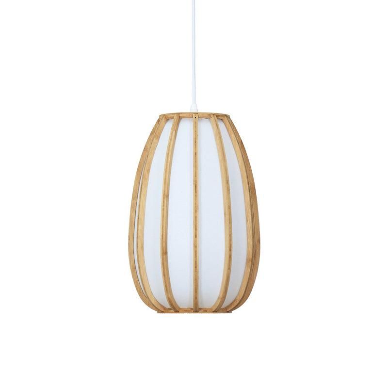 South-east Asia Barrel Ceiling Light Bamboo Single Restaurant Hanging Pendant Light in Wood Clearhalo 'Ceiling Lights' 'Pendant Lights' 'Pendants' Lighting' 2246496