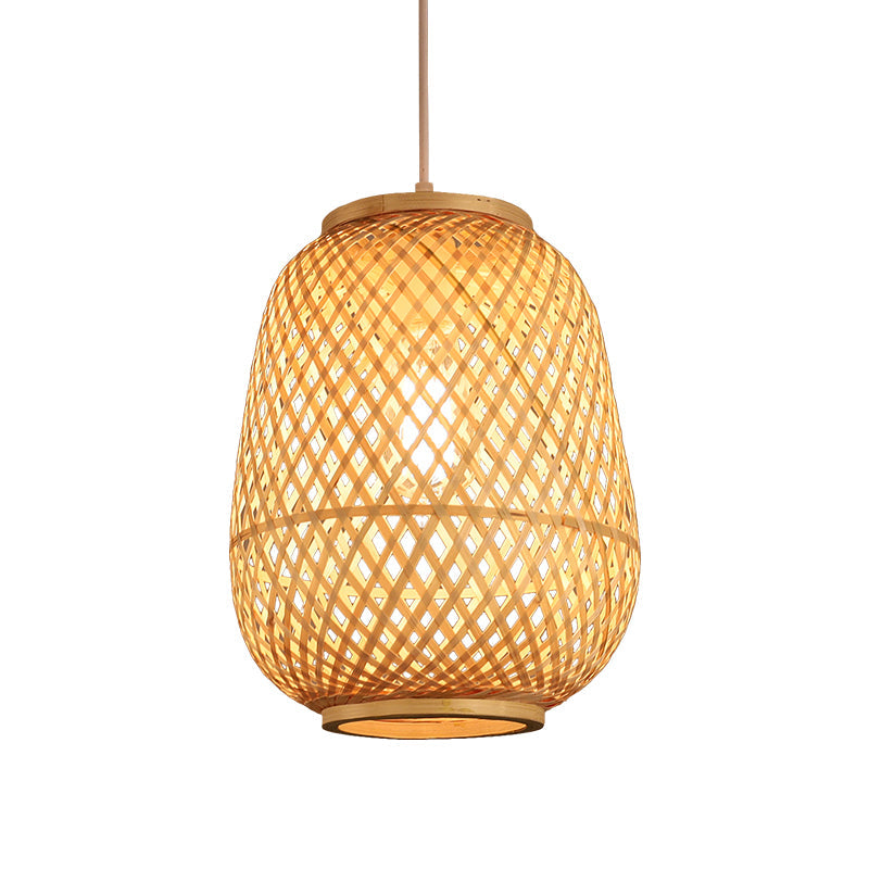 Lantern Shaded Bamboo Suspension Lighting Minimalist 1��Head Wood Pendant Ceiling Light Clearhalo 'Ceiling Lights' 'Pendant Lights' 'Pendants' Lighting' 2246522