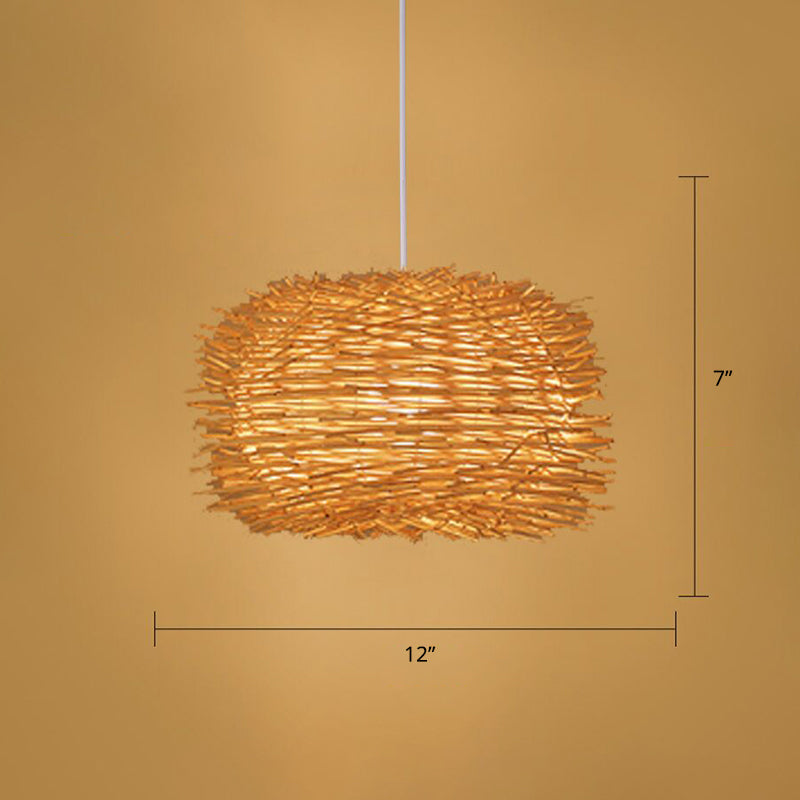 Wood Handmade Suspension Lighting Simplicity 1-Light Bamboo Pendant Light for Restaurant Clearhalo 'Ceiling Lights' 'Pendant Lights' 'Pendants' Lighting' 2246673