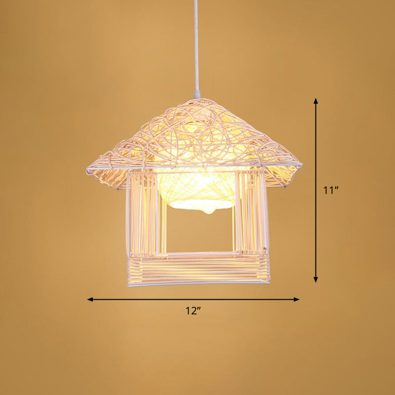 Wood Handmade Suspension Lighting Simplicity 1-Light Bamboo Pendant Light for Restaurant Clearhalo 'Ceiling Lights' 'Pendant Lights' 'Pendants' Lighting' 2246676