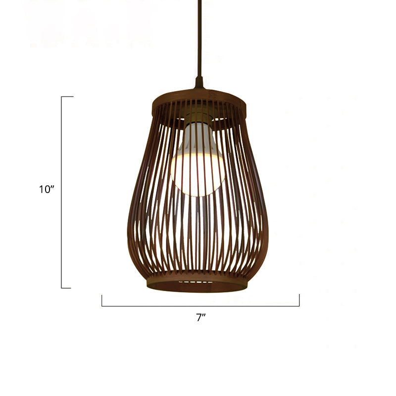 Weaving Restaurant Ceiling Light Bamboo Single Modern Hanging Pendant Light in Coffee Clearhalo 'Ceiling Lights' 'Pendant Lights' 'Pendants' Lighting' 2246709