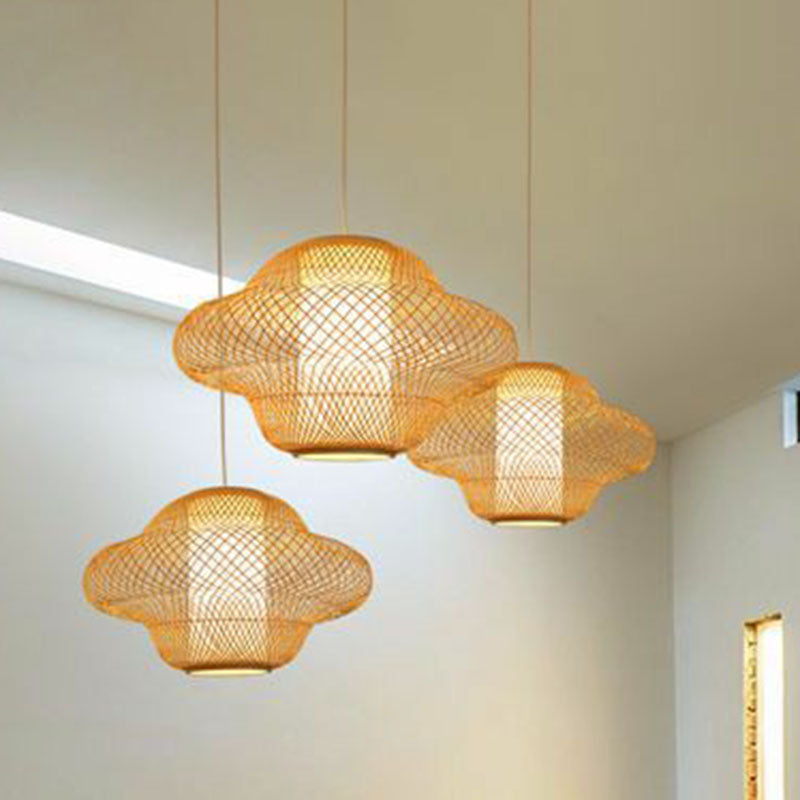 Asian Style Handwoven Suspension Lighting Bamboo 1��Head Restaurant Pendant Ceiling Light Clearhalo 'Ceiling Lights' 'Pendant Lights' 'Pendants' Lighting' 2246907