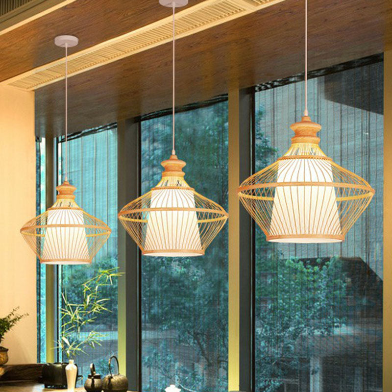 Curvy Tea Room Pendant Light Bamboo Single South-east Asia Suspension Light Fixture Clearhalo 'Ceiling Lights' 'Pendant Lights' 'Pendants' Lighting' 2246916