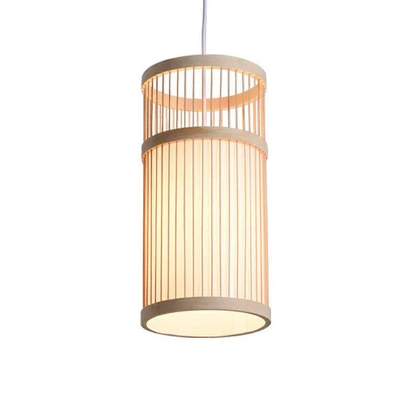 Handmade Restaurant Ceiling Light Bamboo Single Modern Style Hanging Pendant Light in Wood Clearhalo 'Ceiling Lights' 'Pendant Lights' 'Pendants' Lighting' 2246970