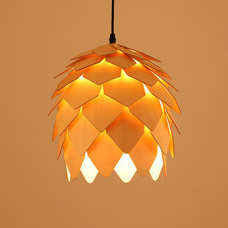 Japanese Style Shaded Ceiling Light Wood Single-Bulb Restaurant Hanging Pendant Lighting Clearhalo 'Ceiling Lights' 'Pendant Lights' 'Pendants' Lighting' 2246988