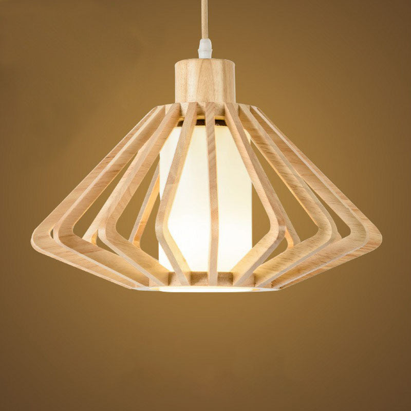 Tapered Pendant Light Contemporary Wood Single-Bulb Corridor Suspension Light Fixture Clearhalo 'Ceiling Lights' 'Pendant Lights' 'Pendants' Lighting' 2246995