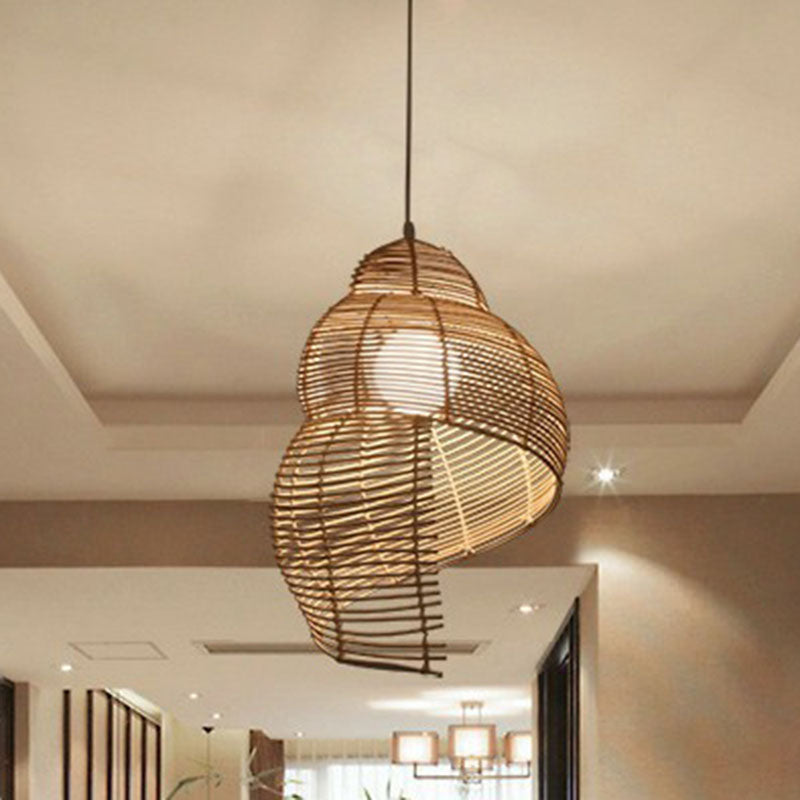 Conch Suspension Lighting Minimalist Rattan 1��Head Restaurant Pendant Ceiling Light Clearhalo 'Ceiling Lights' 'Pendant Lights' 'Pendants' Lighting' 2247036