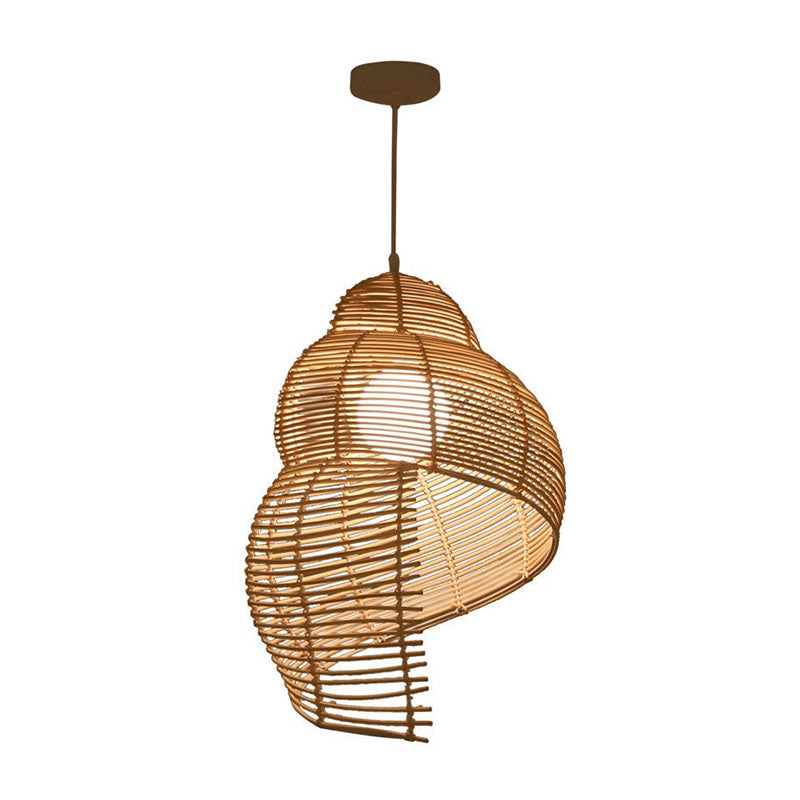 Conch Suspension Lighting Minimalist Rattan 1��Head Restaurant Pendant Ceiling Light Clearhalo 'Ceiling Lights' 'Pendant Lights' 'Pendants' Lighting' 2247040