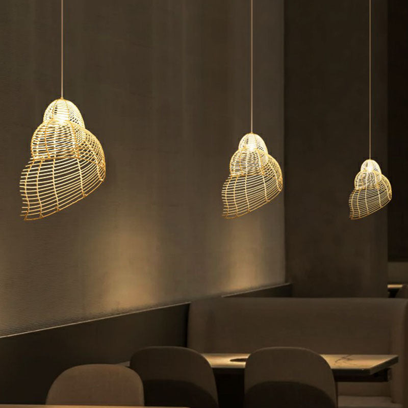 Conch Shaped Restaurant Ceiling Light Rattan Single Modern Style Hanging Pendant Lighting Clearhalo 'Ceiling Lights' 'Pendant Lights' 'Pendants' Lighting' 2247046