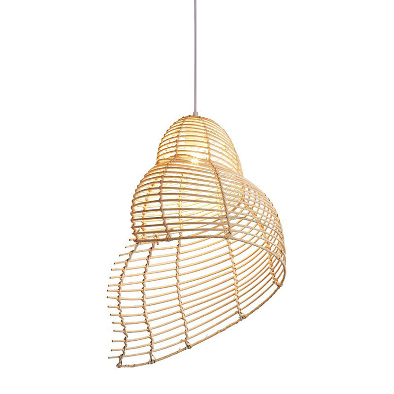 Conch Shaped Restaurant Ceiling Light Rattan Single Modern Style Hanging Pendant Lighting Clearhalo 'Ceiling Lights' 'Pendant Lights' 'Pendants' Lighting' 2247049