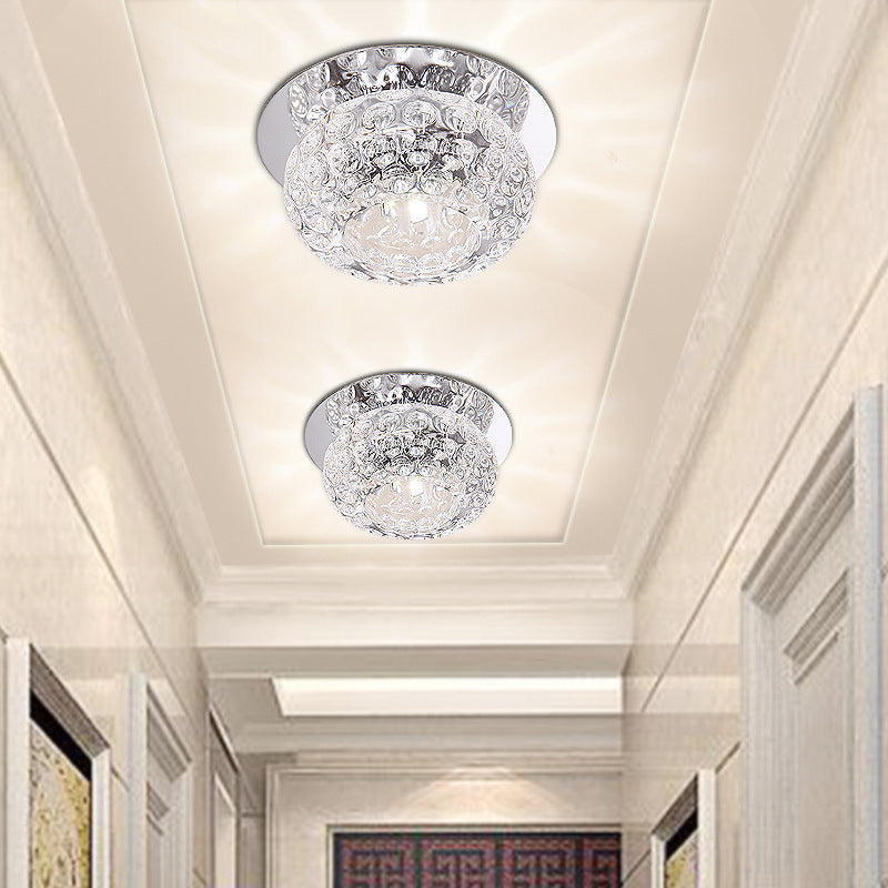 Doughnut Corridor LED Flush Mount Lighting Clear K9 Crystal Simplicity Flush Mount Ceiling Light Clearhalo 'Ceiling Lights' 'Close To Ceiling Lights' 'Close to ceiling' 'Flush mount' Lighting' 2247459