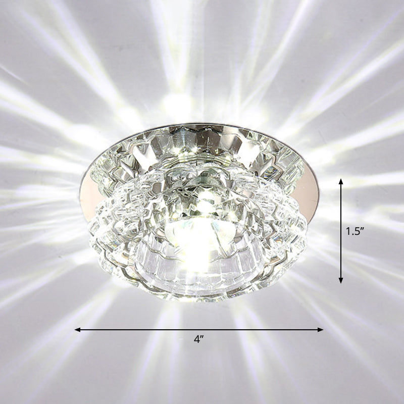 Clear Crystal Floral Flush Light Modern Style LED Flush Ceiling Light Fixture for Entryway Clear White Clearhalo 'Ceiling Lights' 'Close To Ceiling Lights' 'Close to ceiling' 'Flush mount' Lighting' 2247465