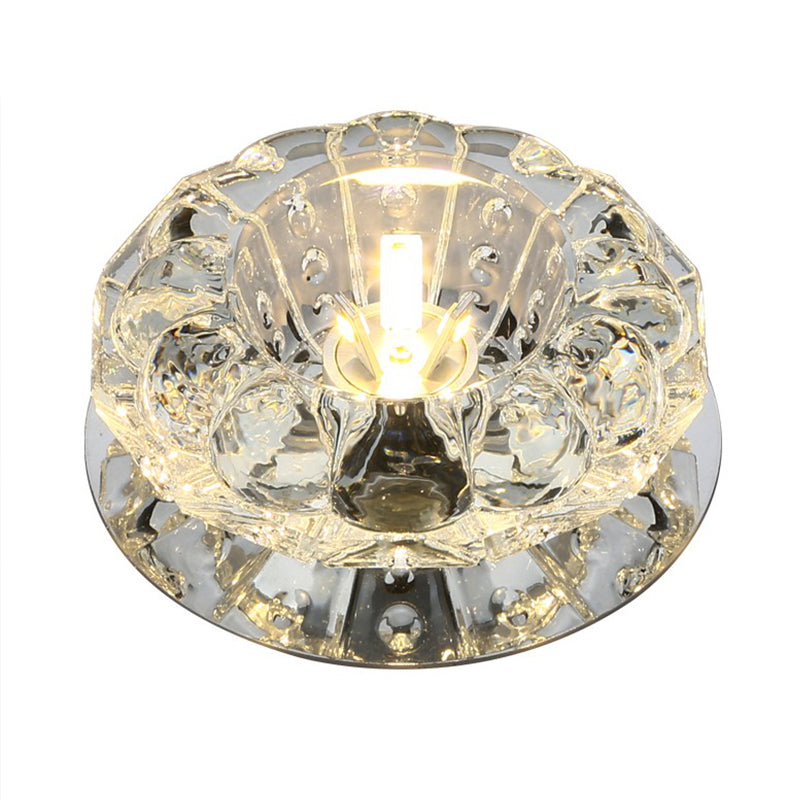 Floral Crystal Flush Mount Lighting Minimalist Clear LED Flush Mount Fixture for Hallway Clearhalo 'Ceiling Lights' 'Close To Ceiling Lights' 'Close to ceiling' 'Flush mount' Lighting' 2247481