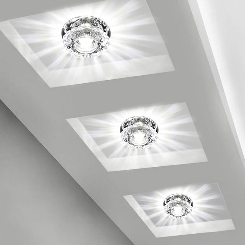 Simplicity Lotus LED Flush Mount Light Crystal Corridor Flush Mount Ceiling Light in Clear Clear White Clearhalo 'Ceiling Lights' 'Close To Ceiling Lights' 'Close to ceiling' 'Flush mount' Lighting' 2247502