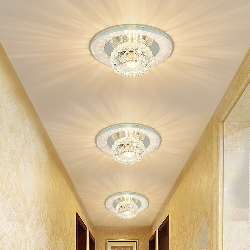 Bud Flush Ceiling Light Contemporary Crystal Corridor LED Flush Mount Lighting Fixture in Clear Clearhalo 'Ceiling Lights' 'Close To Ceiling Lights' 'Close to ceiling' 'Flush mount' Lighting' 2247532