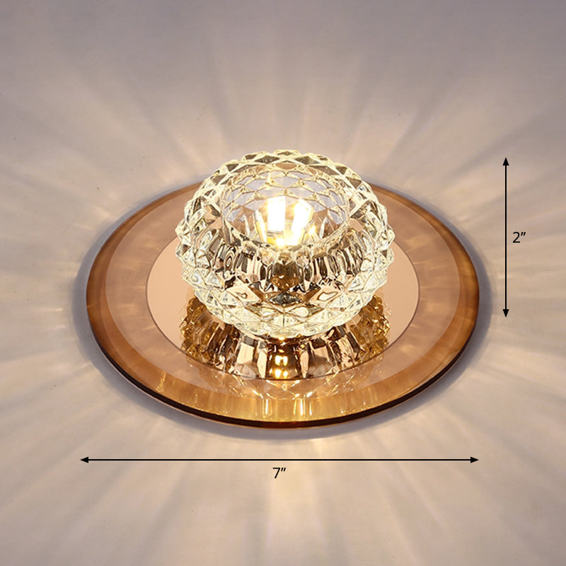 Bowl Shade Entryway LED Flush Mount Light Crystal Simplicity Flush Mount Ceiling Light Tan Warm Clearhalo 'Ceiling Lights' 'Close To Ceiling Lights' 'Close to ceiling' 'Flush mount' Lighting' 2247544