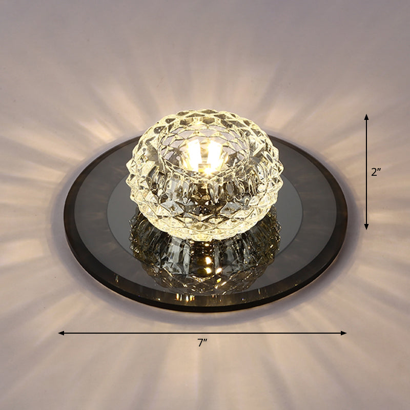 Bowl Shade Entryway LED Flush Mount Light Crystal Simplicity Flush Mount Ceiling Light Black Warm Clearhalo 'Ceiling Lights' 'Close To Ceiling Lights' 'Close to ceiling' 'Flush mount' Lighting' 2247549