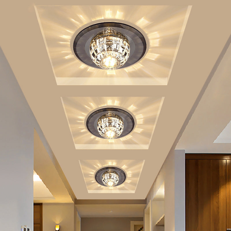 Crystal Round Flush Mount Lighting Minimalist LED Flush Mount Fixture for Corridor Clearhalo 'Ceiling Lights' 'Close To Ceiling Lights' 'Close to ceiling' 'Flush mount' Lighting' 2247550