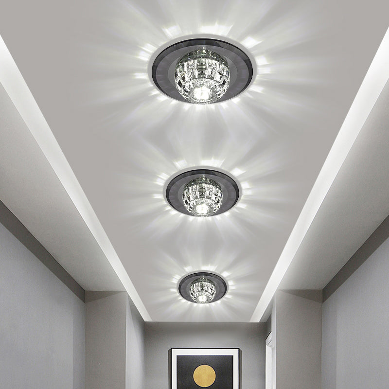 Crystal Round Flush Mount Lighting Minimalist LED Flush Mount Fixture for Corridor Clearhalo 'Ceiling Lights' 'Close To Ceiling Lights' 'Close to ceiling' 'Flush mount' Lighting' 2247553