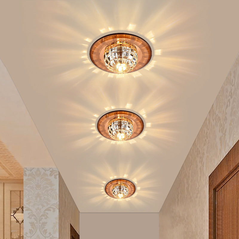 Crystal Round Flush Mount Lighting Minimalist LED Flush Mount Fixture for Corridor Clearhalo 'Ceiling Lights' 'Close To Ceiling Lights' 'Close to ceiling' 'Flush mount' Lighting' 2247555